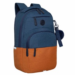 Рюкзак GRIZZLY школьный, укрепленная спинка, 2 отделения, для девочек, BLUE/ORANGE, 43х27,5х16 см, RD-341-2/3