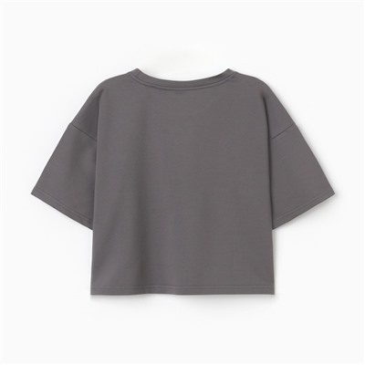 Футболка укороченная женская MINAKU OVERSIZE FIT: цвет графит, р-р 50