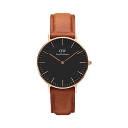 Reloj de cuarzo de piel y chapado en oro rosa Classic Duham