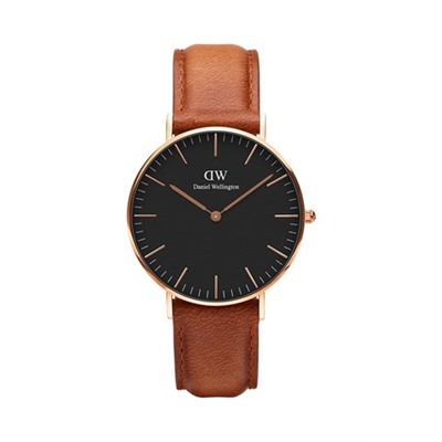 Reloj de cuarzo de piel y chapado en oro rosa Classic Duham