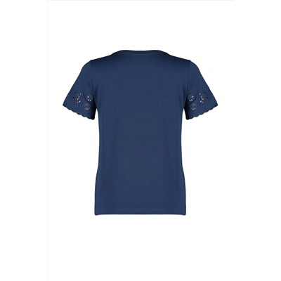 Navy Blue Brode Detred Обычный/базовый вязаный вязание плесени TWOSS24TS00068