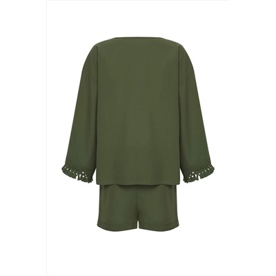 Khaki Plaining 100 %хлопковые кисточки Kimono Short Beach Tool TBESS25AU00017