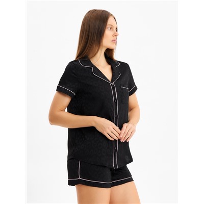 Пижама женская (рубашка и шорты) KAFTAN Leo black collection, размер 44-46, чёрная
