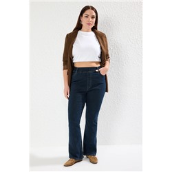 Темно -синяя высокая комфортная талия испанская вспышка PACA Flare Jeans TBBAW25CJ00031