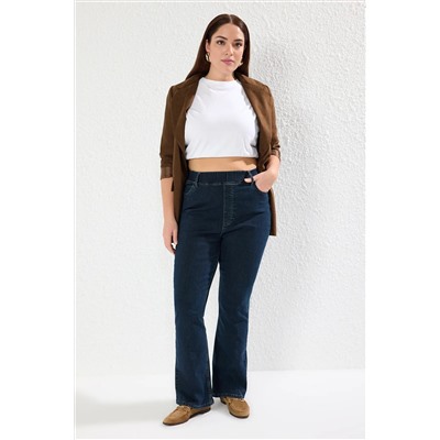 Темно -синяя высокая комфортная талия испанская вспышка PACA Flare Jeans TBBAW25CJ00031