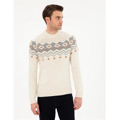 Ecru Slim Fit Half Fisherman Salline Knitwear Казах