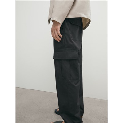 Pantalón cargo algodón sarga jogger fit