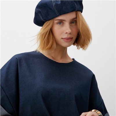 Футболка женская оверсайз MINAKU:  Jeans Collection цвет синий, р-р 44