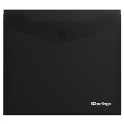 Папка-конверт на кнопке Berlingo "Soft Touch", А5+, 200мкм, софт-тач, черная