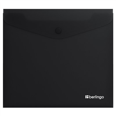 Папка-конверт на кнопке Berlingo "Soft Touch", А5+, 200мкм, софт-тач, черная