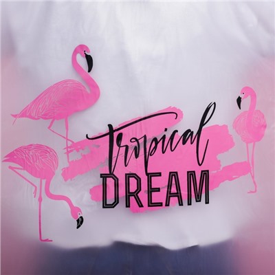 Дождевик взрослый пончо Tropical dream, оверсайз, 44-52, 97×120 см, белый