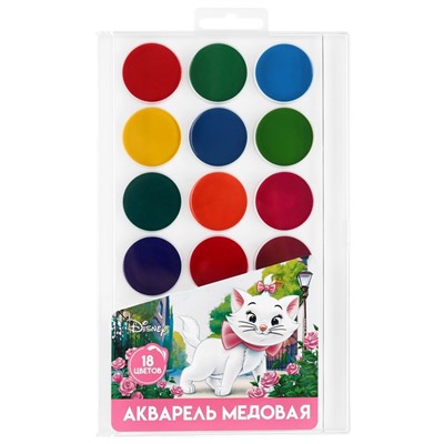 Акварель медовая, 18 цветов «Кошечка мари», европодвес
