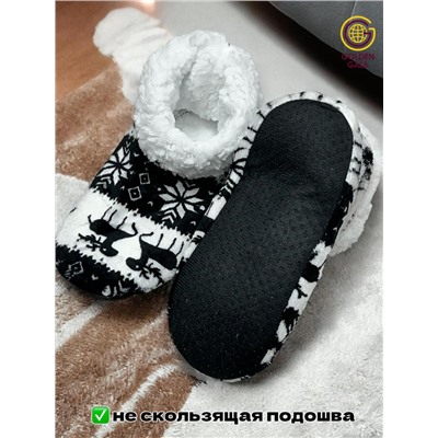 Уги домашние женские  "Олени"Арт 1245 /1 Черный
