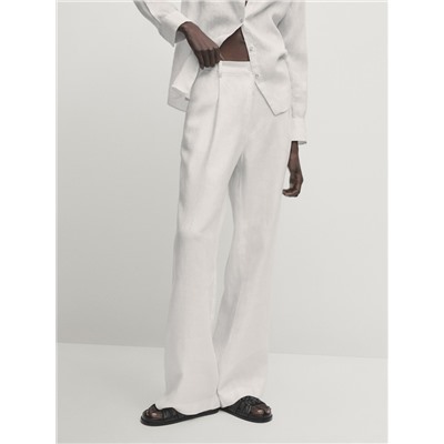 Pantalón lino wide leg