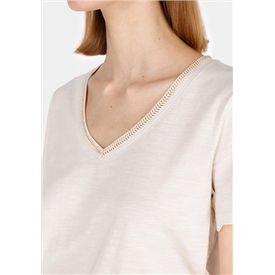 Обычная подгонка v -neck flat homen home beige с коротким рукавом T -For