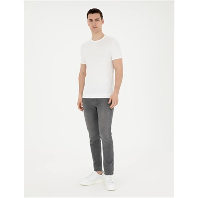 Белый Slim Fit Bike Yaka Triko T -For