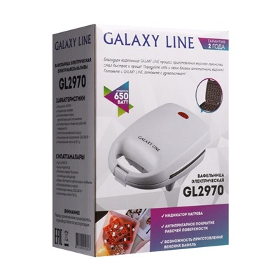Вафельница электрическая Galaxy LINE GL 2970, 650 Вт, венские, белая