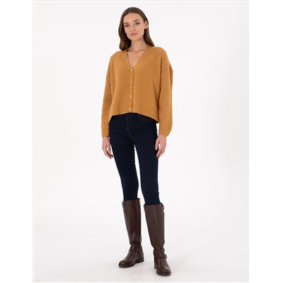Camel Comfort Fit Triko Cardigan