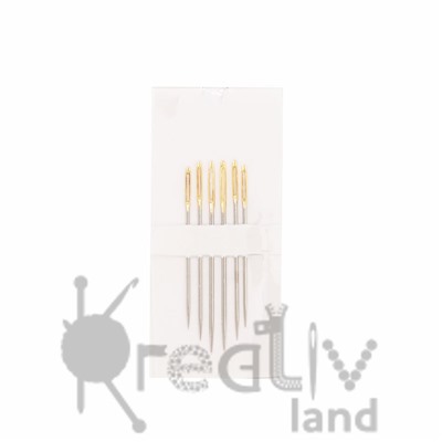 Набор игл Needles 18/22 с большим золотым ушком для шитья вручную уп.6 шт/ фас.10уп