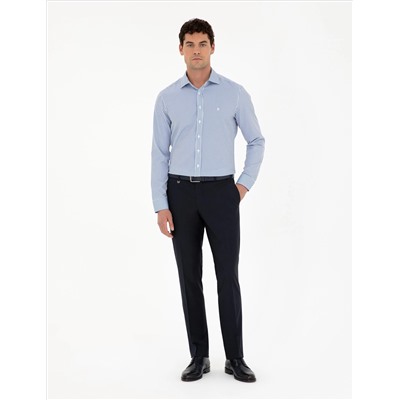 Синий полосатый бывший. Slim Fit рубашка с длинным рукавом