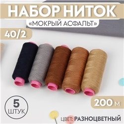 Набор ниток «Мокрый асфальт», 40/2, 200 м, 5 шт., разноцветный
