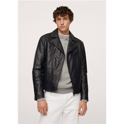 Cazadora biker efecto piel -  Hombre | MANGO OUTLET España