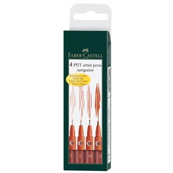 Набор капиллярных ручек Faber-Castell "Pitt Artist Pen" сангина, 4шт., 0,3/0,5/0,7мм/Brush, пласт. уп., европодвес