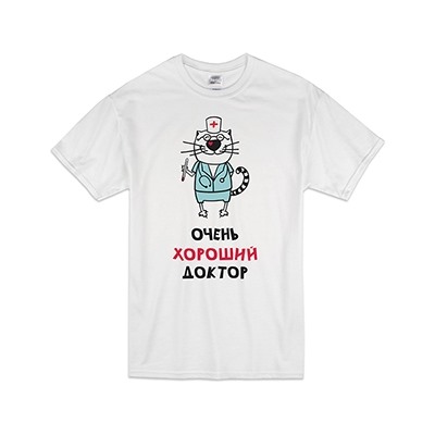 Футболка "Очень хороший доктор" кот