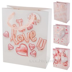 Набор пакетов подарочных "Love", 26x12,5xH32 см (12шт), в асс.