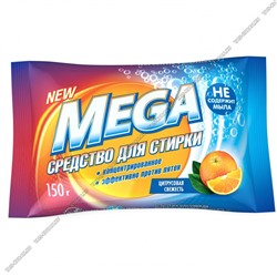 Средство твердое д/стирки д/всех типов тканей 150г "Mega/Цитрусовая свежесть" (24)