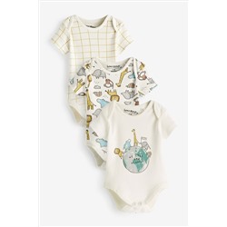Homegrown Printed 3 Pack White Bodysuit Set