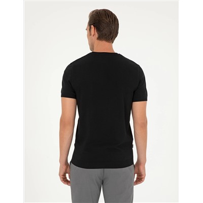 Black Slim Fit Bike Yaka Triko T -For