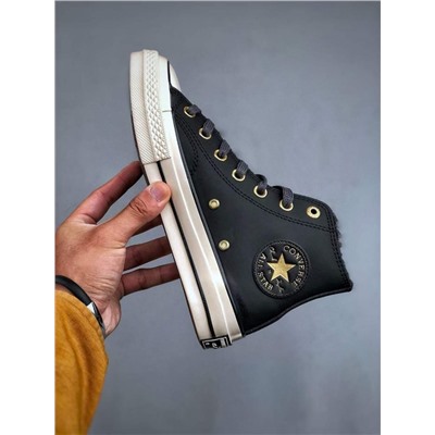 Новый зимний стиль с золотой пряжкой из кожи и меха версия Convers*e CHUCK 70 plus
