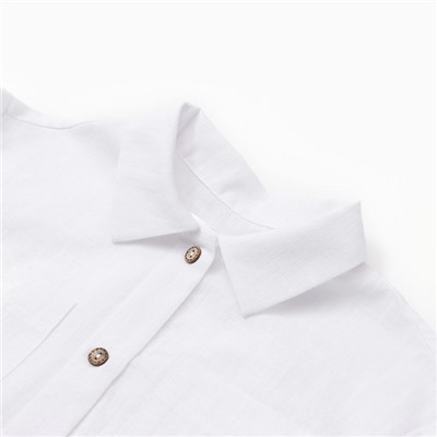 Рубашка для девочки KAFTAN Linen, размер 32 (110-116 см), белая