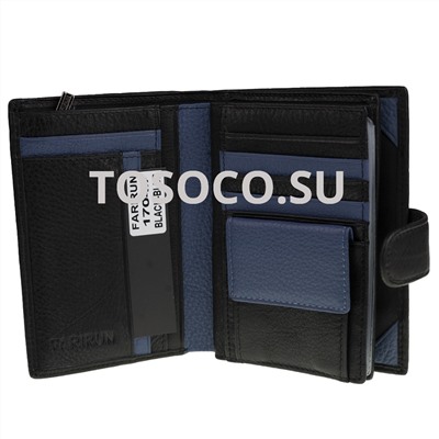 1704 black_blue кошелек FARIRUN натуральная кожа 11х14х2