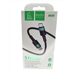 Кабель TypeC - TypeC DENMEN D62С (черный) 1м