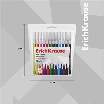Фломастеры 12 цветов ErichKrause "Basic", на водной основ, вентилируемый колпачок