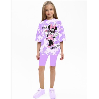 Костюм для девочки KETMIN МАЛИНА MINNIE POSITIVE цв.Тай дай Сирень/сиреневый (Футболка/Велосипедки)