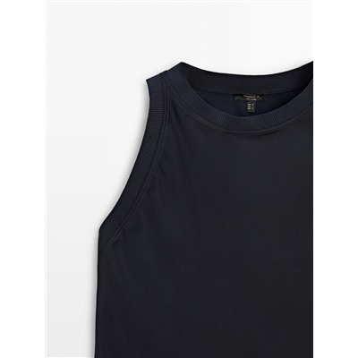 Top satinado detalle rib