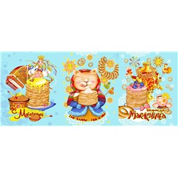 К-т полотенец "Масленица" 50*60 см. - 3 шт. вафля хлопок 100%