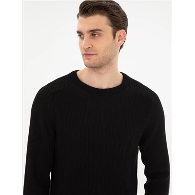 Black Slim Fit Bike Yaka Knitwear свитер