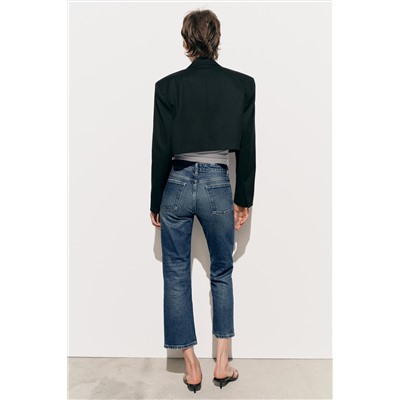 JEANS TRF RECTOS CROP TIRO BAJO