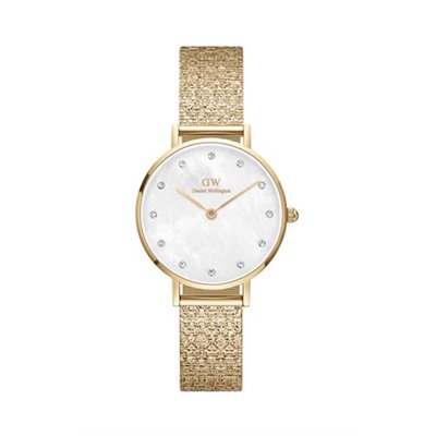 Reloj de cuarzo de acero Petite 28 mm - Dorado y blanco