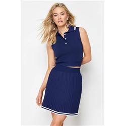 ВМС Blue Polo Yaka Плиссированная юбка Triko alt-upper set twoss24au00009