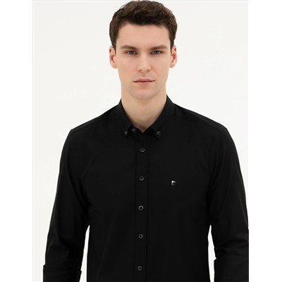 Black Slim Fit рубашка с длинным рукавом