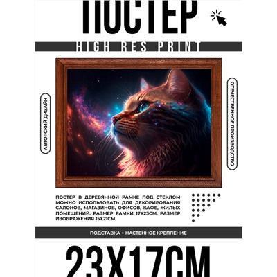 POSG-0325 Постер в рамке 23x17см Кот галактика