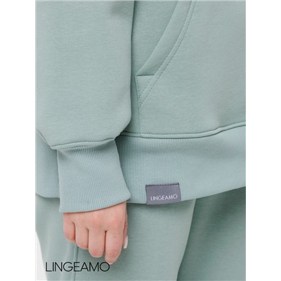 Женский худи оверсайз из футера с начесом Lingeamo мятный ВК-24 (25)