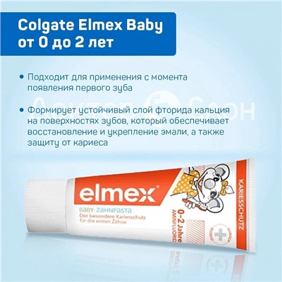Зубная паста Colgate Elmex Baby от 0 до 2 лет, 50 мл
