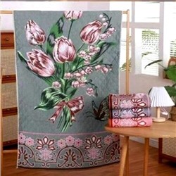 Полотенце "Букет тюльпанов" тканное стеганое 25*50 см. хлопок 100%
