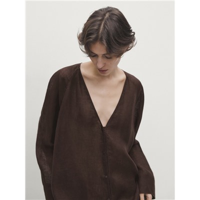 100% linen maxi oversize blouse